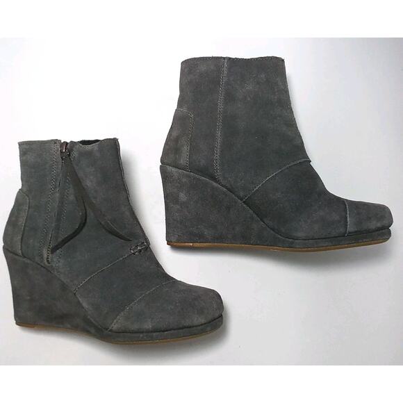 Toms Desert Wedge Women’s Size 6.5 Dark Gray Suede Women’s Boho Boots-EXCELLENT! - Picture 3 of 6
